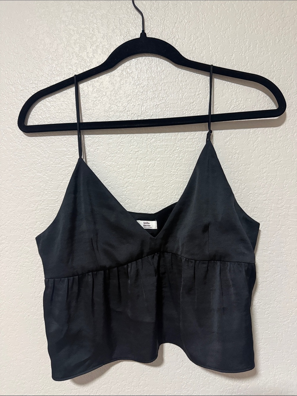 Aritzia Black Satin Spaghetti-Strap Camisole